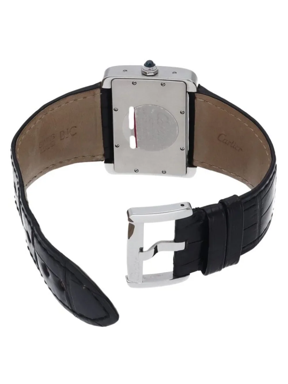 Cartier Tank Divin LM Watch Auto SS Leather Silver Polished